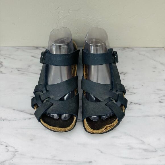 Birkenstock Pisa Black Leather Strappy Slide Sandals Women’s Size 7.5 - Picture 3 of 11